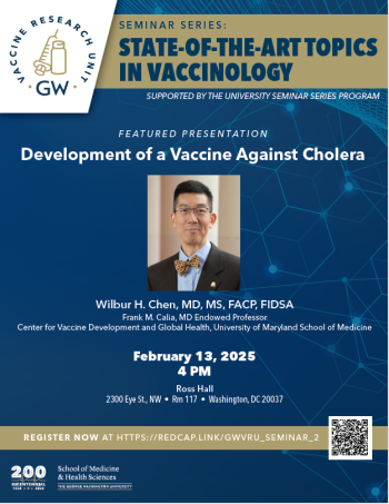 Flyer of the Development of a Vaccine Against Cholera with a photo of Dr. Chen.