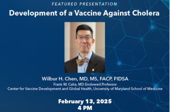 Flyer of the Development of a Vaccine Against Cholera with a photo of Dr. Chen.